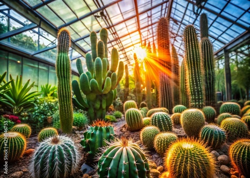 Bali Botanic Garden: Glasshouse Cactus Collection, High-Resolution Stock Photo