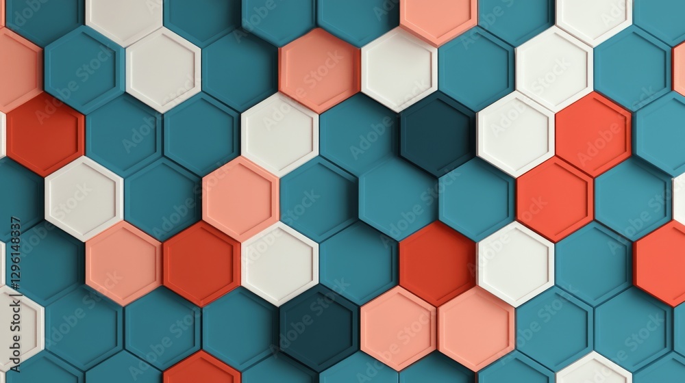 Naklejka premium Dynamic hexagonal pattern design modern interior graphic wallpaper indoor close-up