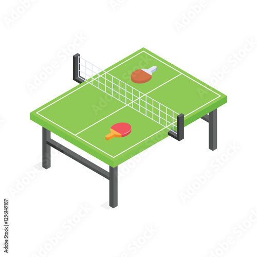 Ping pong table with paddles and net, fun sports game