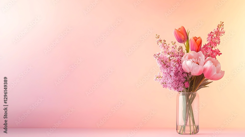 Fototapeta premium Artistic floral beauty vibrant flower arrangement with nature-inspired decor and soft lighting