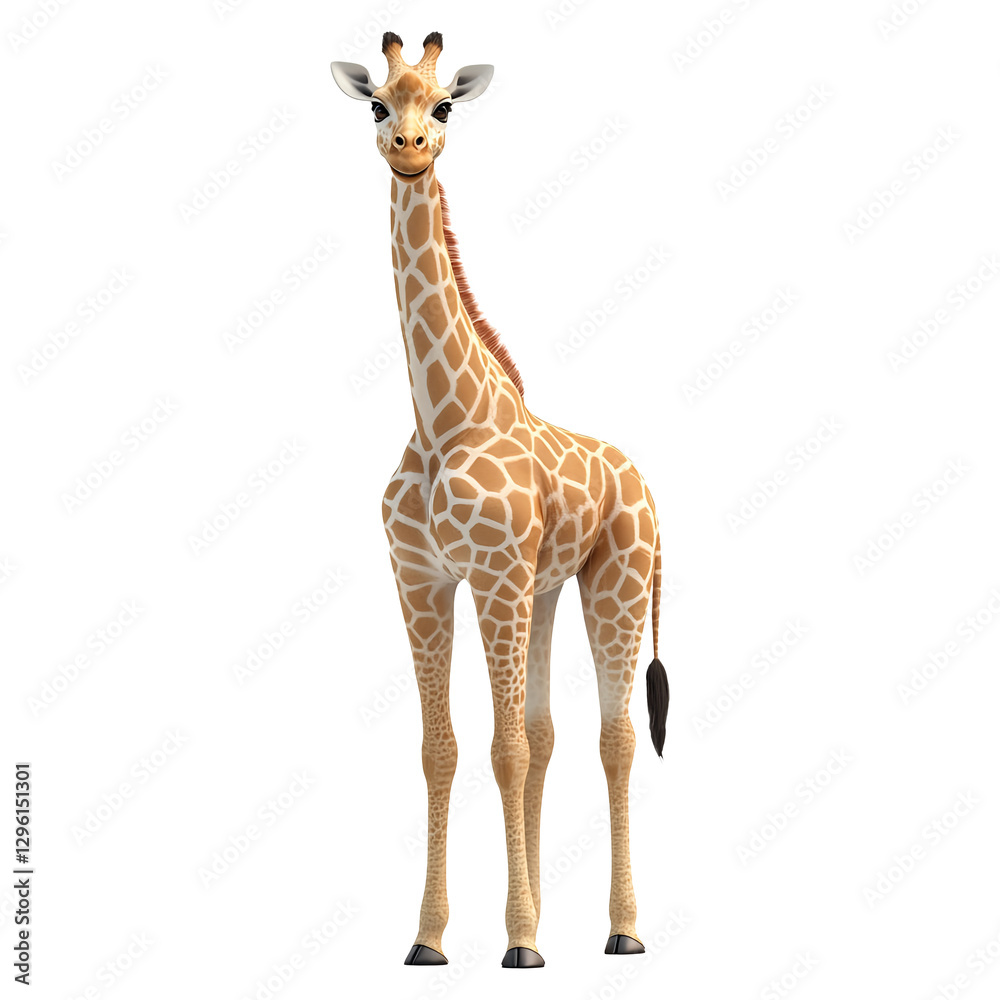 Obraz premium 3D illustration of a giraffe isolated on transparent background