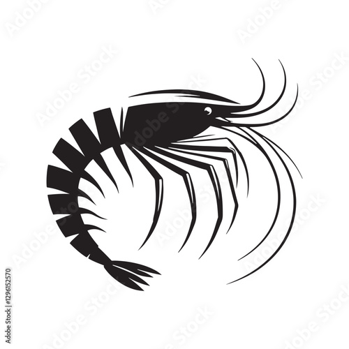 Ephemeral Krill silhouette, a fleeting moment in ocean currents - Krill illustration - Minimalist Krill vector 