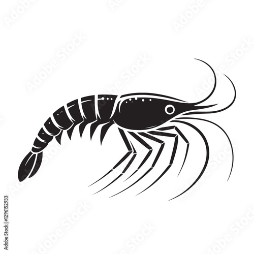 Luminous Krill silhouette, a glowing symbol of marine life - Krill illustration - Minimalist Krill vector 