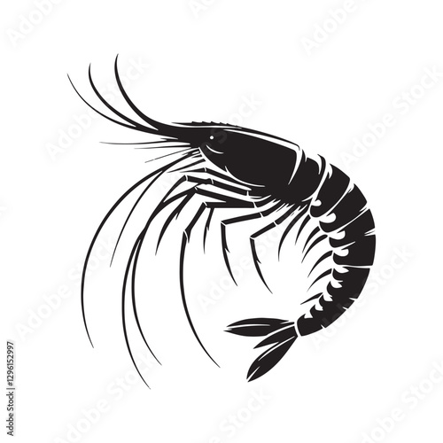 Mesmerizing Krill silhouette, a hypnotic dance in the sea - Krill illustration - Minimalist Krill vector