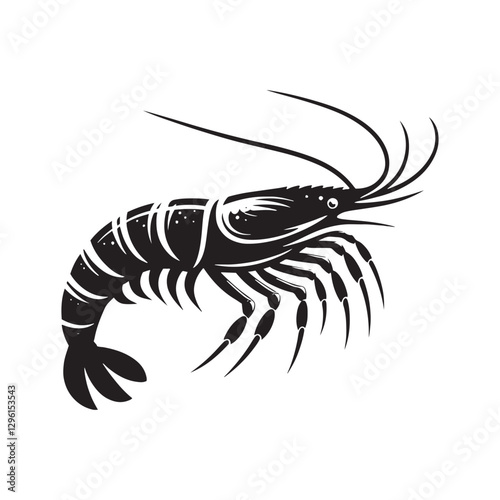 Graceful Krill silhouette, a delicate oceanic design - Krill illustration - Minimalist Krill vector