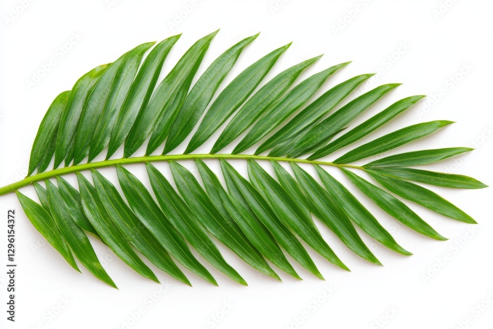 Obraz premium Palm leaves on a white background, a tropical plant leaf border for a summer design with copy space