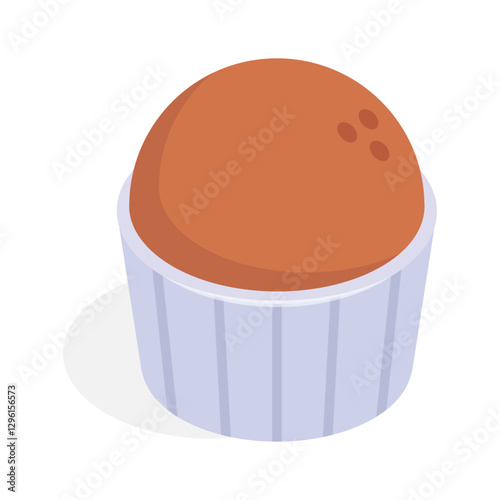 A tasty muffin in a cup, perfect for bakery and sweets.
