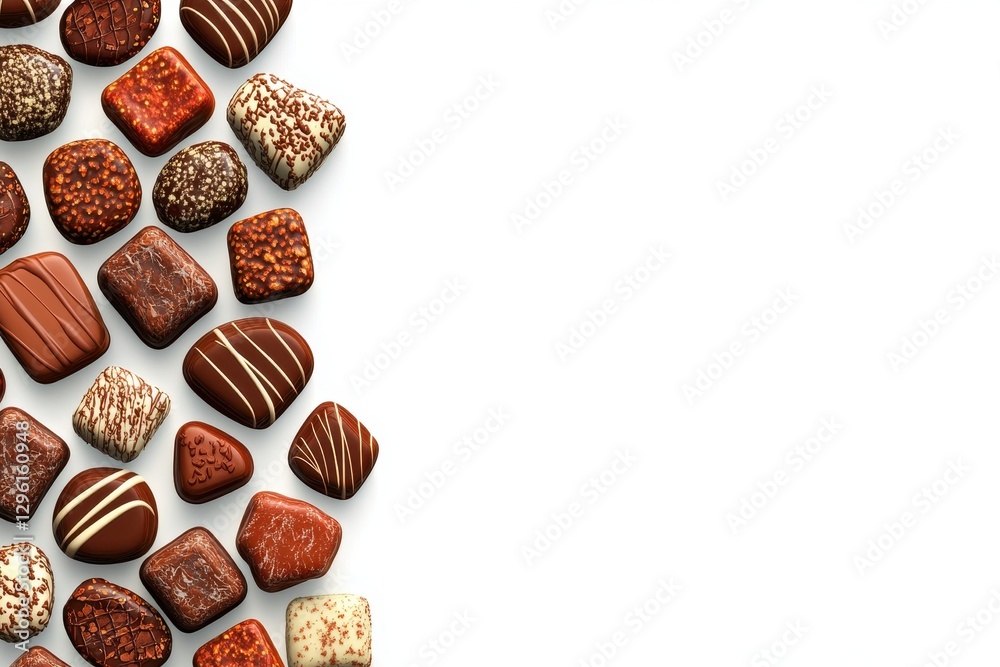 Fototapeta premium Assorted Chocolate Confections on White Background for Delights
