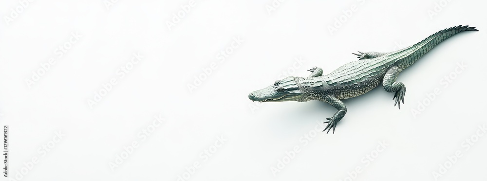Fototapeta premium Realistic crocodile figure on a clean white background ideal for nature, wildlife, or animal-related themes in advertising and educational materials