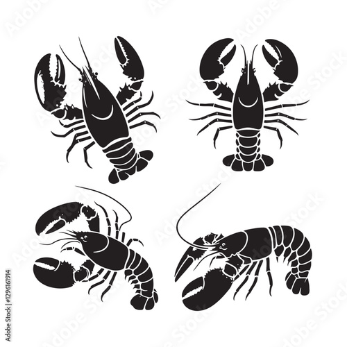 Fierce Lobster silhouette, an emblem of survival and adaptation - Lobster illustration - Minimalist Lobster vector
