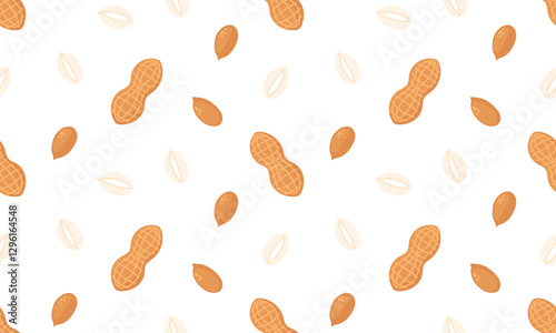 Peanuts seamless pattern. Nuts and seeds background design. Vegan food ingredients. Vector illustration
