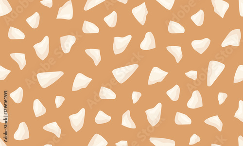 Nuts crumb seamless pattern. Nuts and seeds background design. Vegan food ingredients. Vector illustration in beige colors