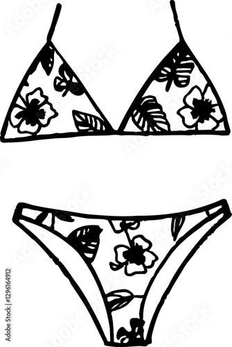 Stylish bikini set with floral pattern for summer beachwear