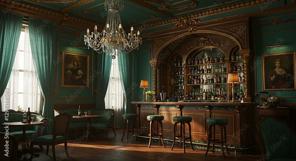 Fototapeta premium Opulent Vintage Bar Interior Design 