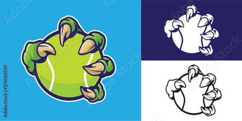 claw grab tennis ball good for logo, sticker, element design, etc