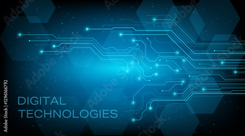 Digital technologies of printed circuit board. Vector illustration. Sketch for creativity.
