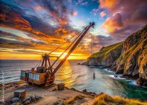 Cape Atlesh Fishing Camp Crane: Rugged Crimean Coastline, Powerful Lifting Gear photo