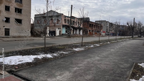 War in Ukraine. The city of Izyum was destroyed by the Russian army. Ukraine, Kharkov region, city of Izium.