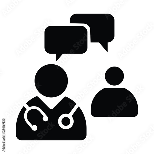 doctor and patient conversation icon vector. doctor and patient online chat icon vector. telemedicine symbol. healthcare icon. vector illustration on transparent background.  