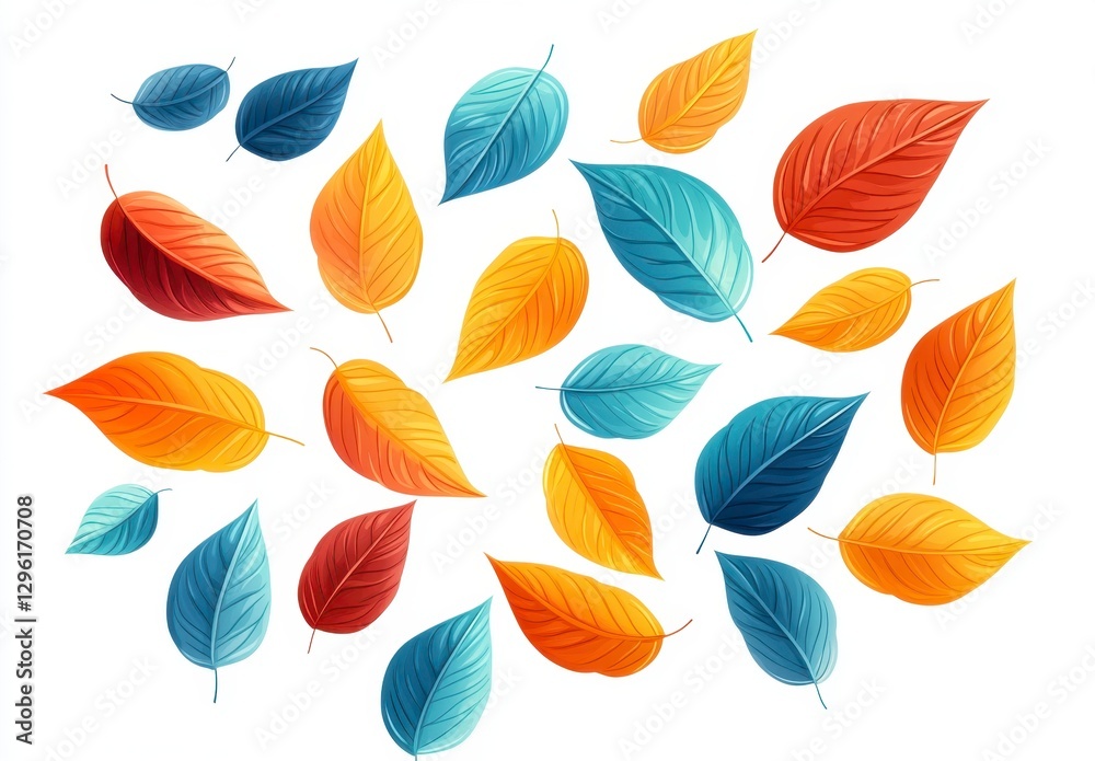 Obraz premium Colorful Autumn Leaves in Various Shapes and Vibrant Hues