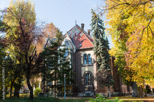Southern facade of library building of Budapest university of technology