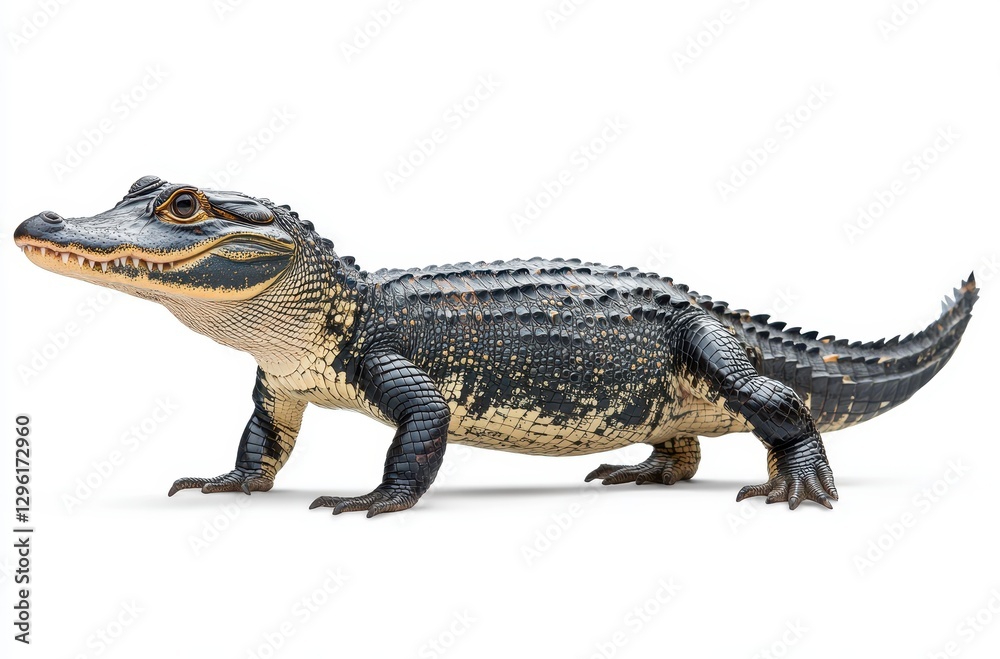 Realistic Representation of a Crocodile on White Background Showcasing Scales, Eyes, and Unique Features in Detail for Educational or Creative Use Realistic Representation of a Crocodile on White Background Showcasing Scales, Eyes, and Unique Features in Detail for Educational or Creative Use