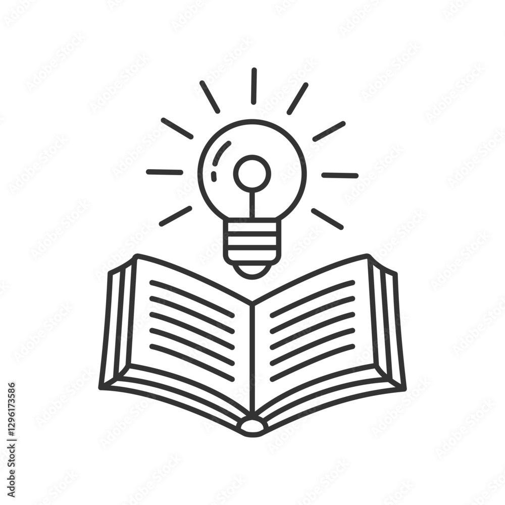 Open book with light bulb icon isolated creative idea. Open book with light bulb icon isolated creative idea.