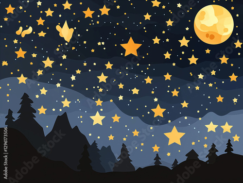 Colorful cartoon sky with stars