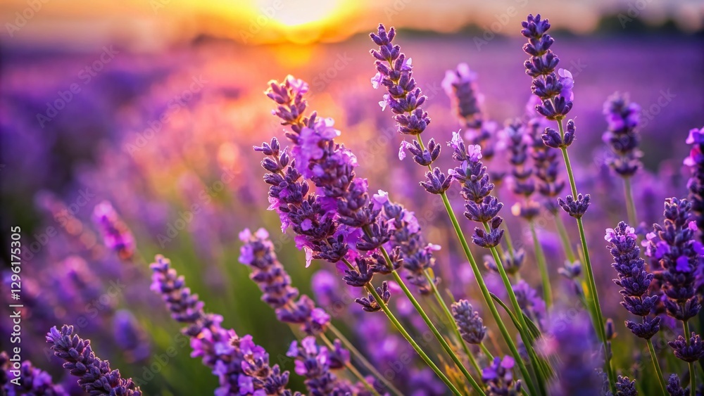 Naklejka premium Close-up Lavender Blossoms, Provence Fields, France - Summer Purple Flowers