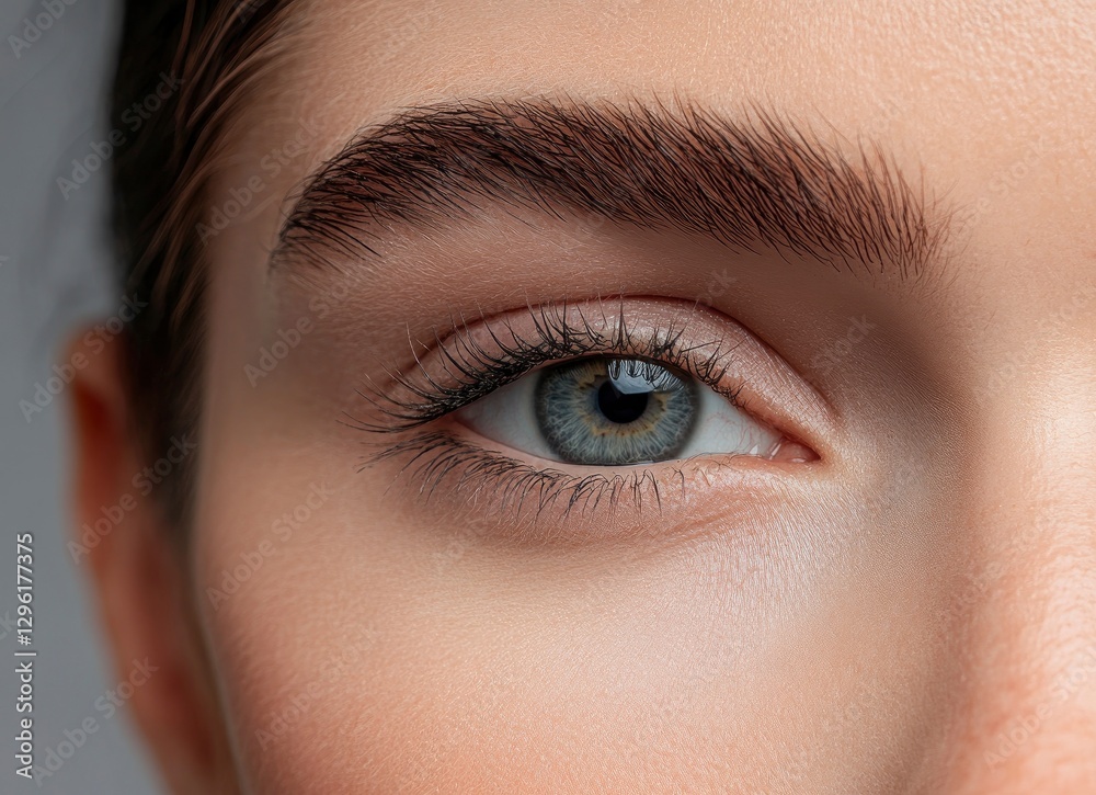 Obraz premium A close-up of two women's eyes, one young and the other older with wrinkles, showing the effects of eye cream on skin texture, presented in a side-by-side comparison. 
