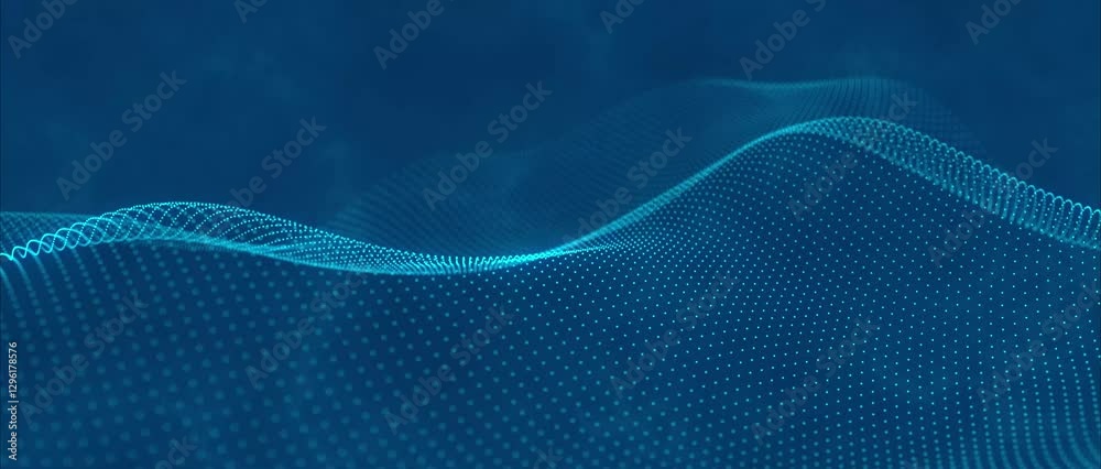 Abstract motion background shining blue particles. Digital connection network data, futuristic background. Seamless 4K loop video animation