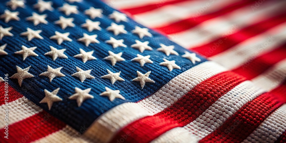 Fototapeta premium Close-up Tilt-Shift Photo of a Crisp USA Flag, Ultra Detailed and Photorealistic