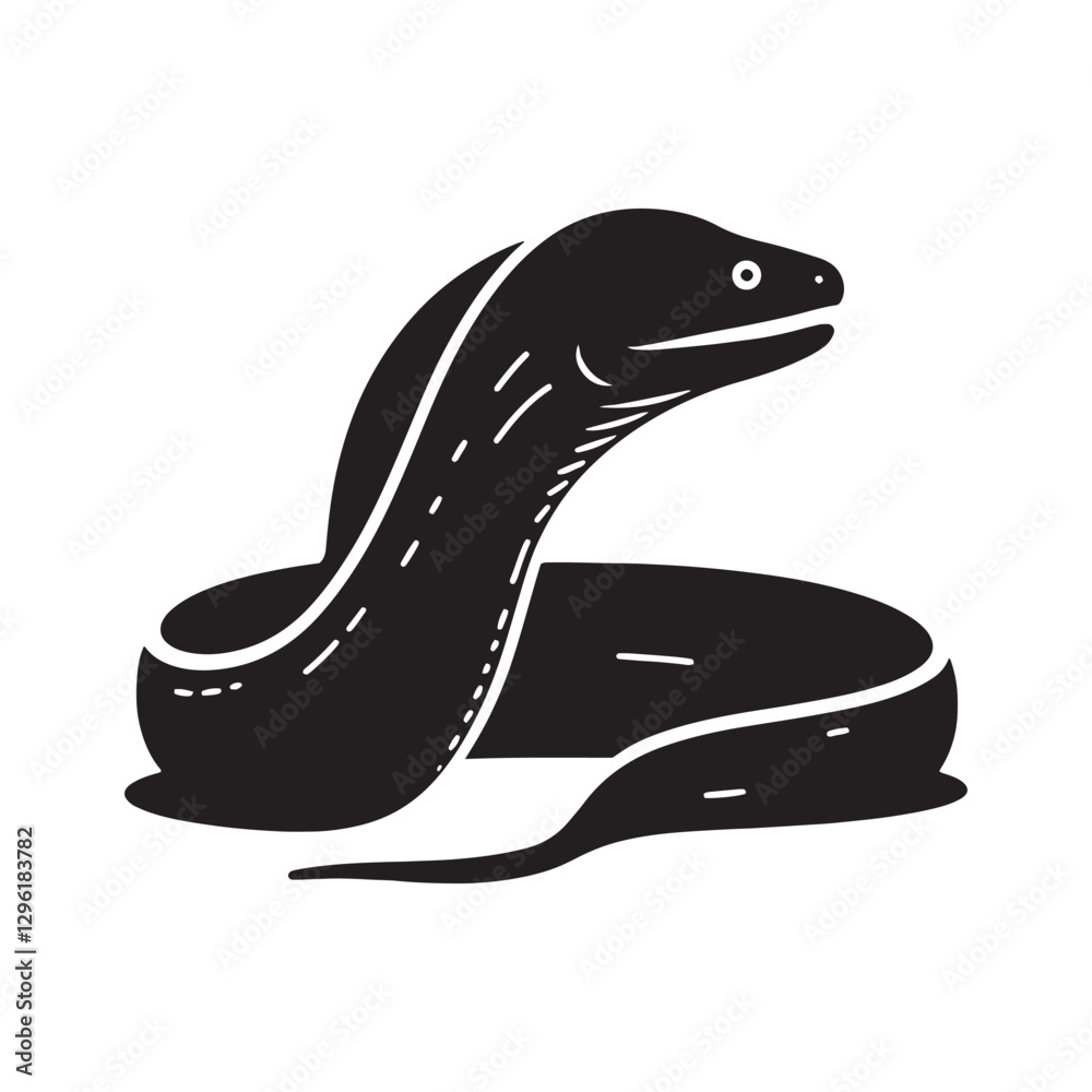 custom made wallpaper toronto digitalSinister Moray Eel silhouette, a lurking predator of the reef - Moray Eel illustration - Minimalist Moray Eel vector - Fish silhouette
