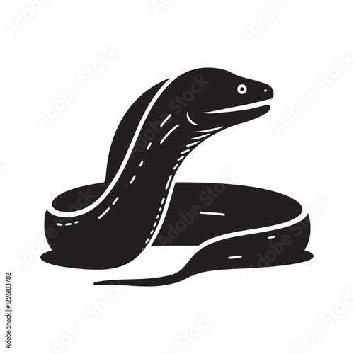 Wallpaper Mural Sinister Moray Eel silhouette, a lurking predator of the reef - Moray Eel illustration - Minimalist Moray Eel vector - Fish silhouette
 Torontodigital.ca