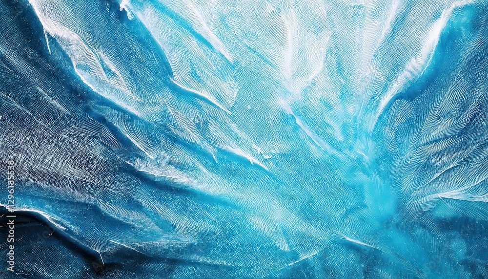 Obraz premium cracked blue ice texture with sharp fractures and frosty patterns, natural abstract background for winter design and graphics