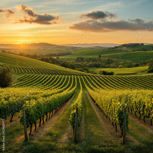 Wallpaper Mural Vineyard at sunset Torontodigital.ca