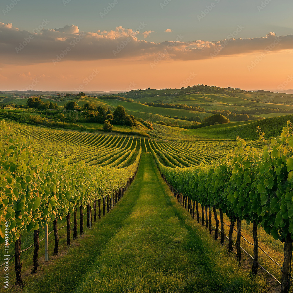 Fototapeta premium Vineyard at sunset
