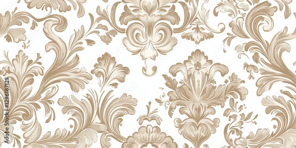 Elegant damask pattern in soft beige tones for sophisticated design projects. Elegant damask pattern in soft beige tones for sophisticated design projects.