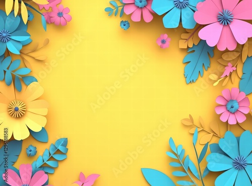 3D summer sale ans spring sale banner template with paper-cut colorful flowers, leaves, and hanging ribbons. Summer special offer poster design for sales promotion in a shop or online store, web site 