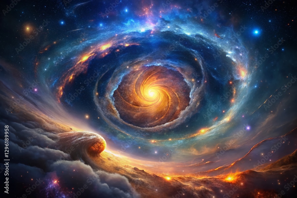 Obraz premium Cosmic Nebula: Abstract Space Background with Starry Dust and Galaxy Clouds