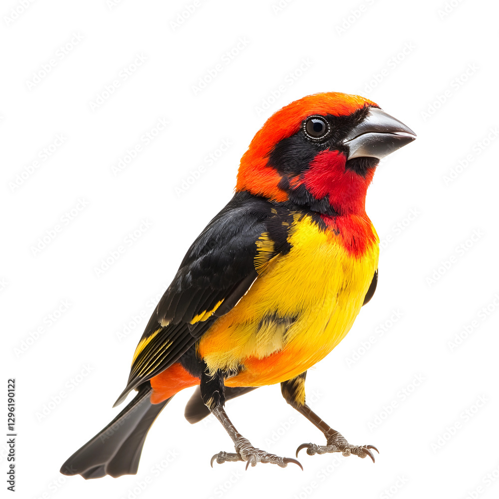 Naklejka premium Tanager with Dazzling Red Orange
