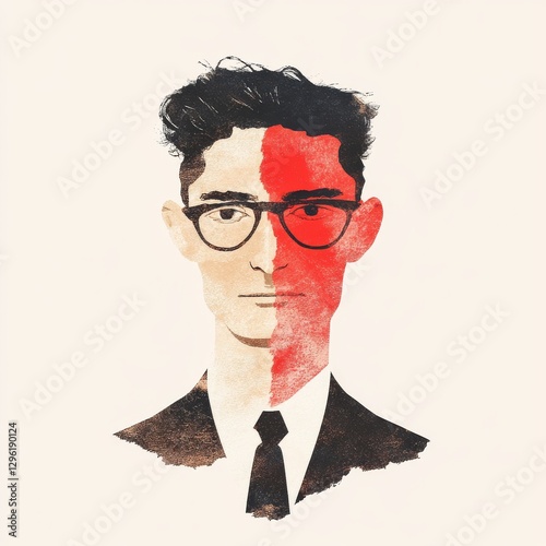 Vector Style Illustration of a Character Representing Franz Kafka photo