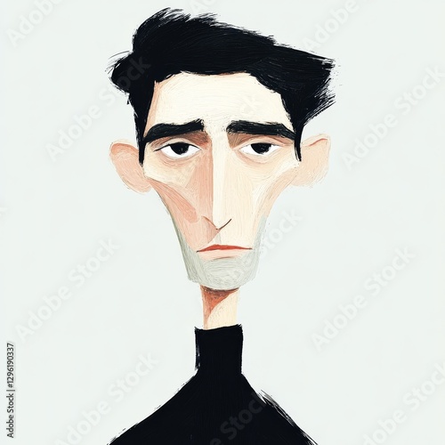 Vector Style Illustration of a Character Representing Franz Kafka photo