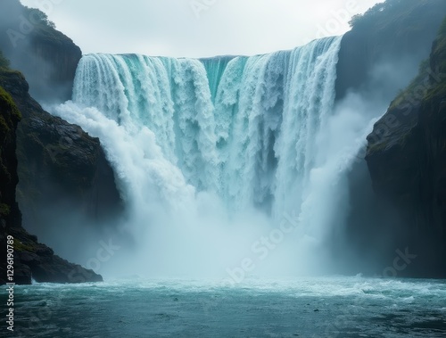 Massive waterfall crashing down mountain after rain