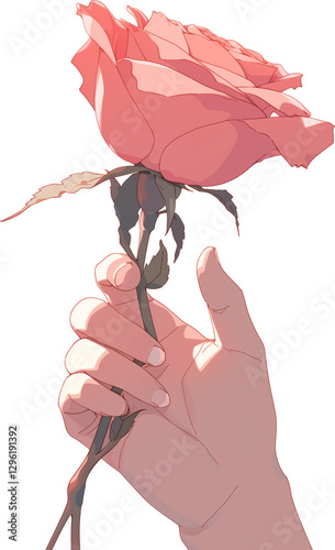hand holding a red rose
