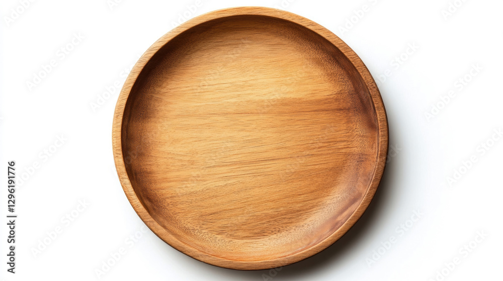 Empty round wooden plate. Empty wooden plate or tray isolated on white background. One wooden plate, close-up. Empty round wooden plate. Empty wooden plate or tray isolated on white background. One wooden plate, close-up.