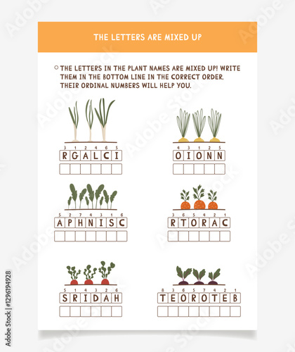 The letters are mixed up. A page with a task for children to test their attentiveness.