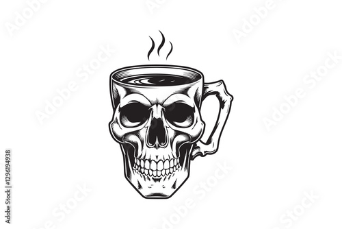 Skull Coffee Mug with Steam vector