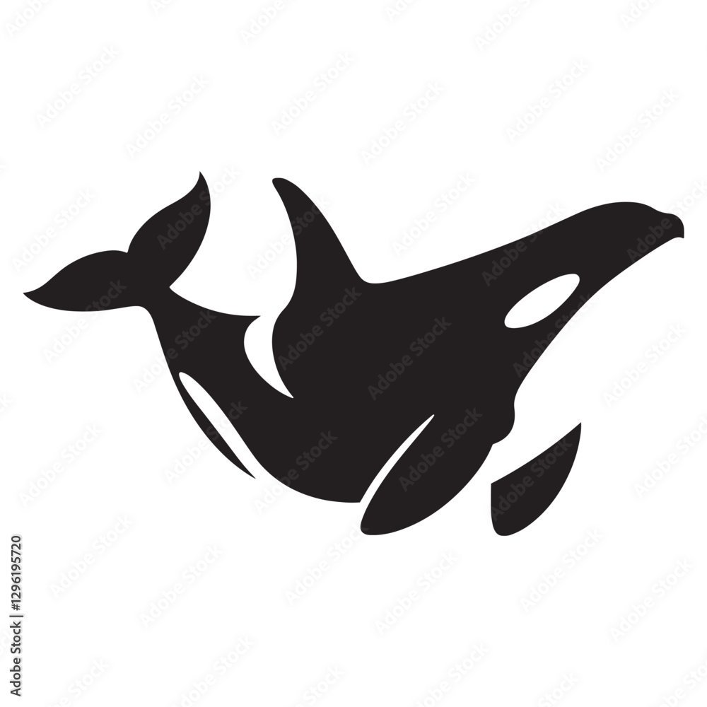 Obraz premium Hypnotic Orca silhouette, an artistic ocean icon - Orca illustration - Minimalist Orca vector - Fish silhouette 