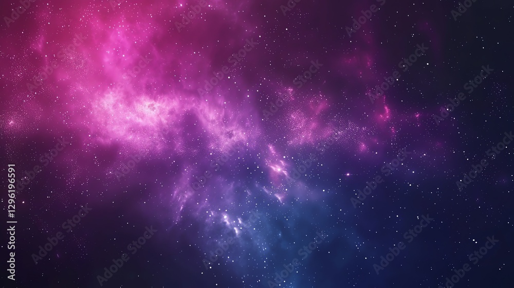 Fototapeta premium A starry night sky with pink and purple nebulae.